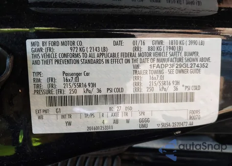 2016 Ford Focus Se из США, поврежденный, VIN 1FADP3F29GL274352